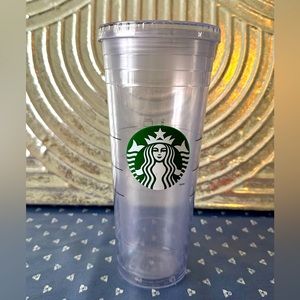 Starbucks clear tumbler. No straw.